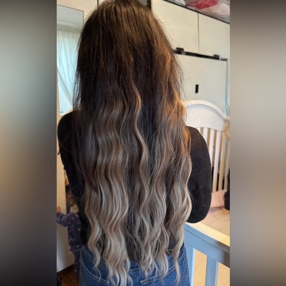 CLIP IN HAIR EXTENSIONS -Luxury Balayage / Ombre Soft Blonde in Curly … - Picture 7 of 7